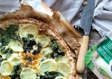 Tarta de espinacas, Arla Havarti y patatas