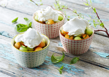 Frisk melonsalat med hyldeblomst og softice