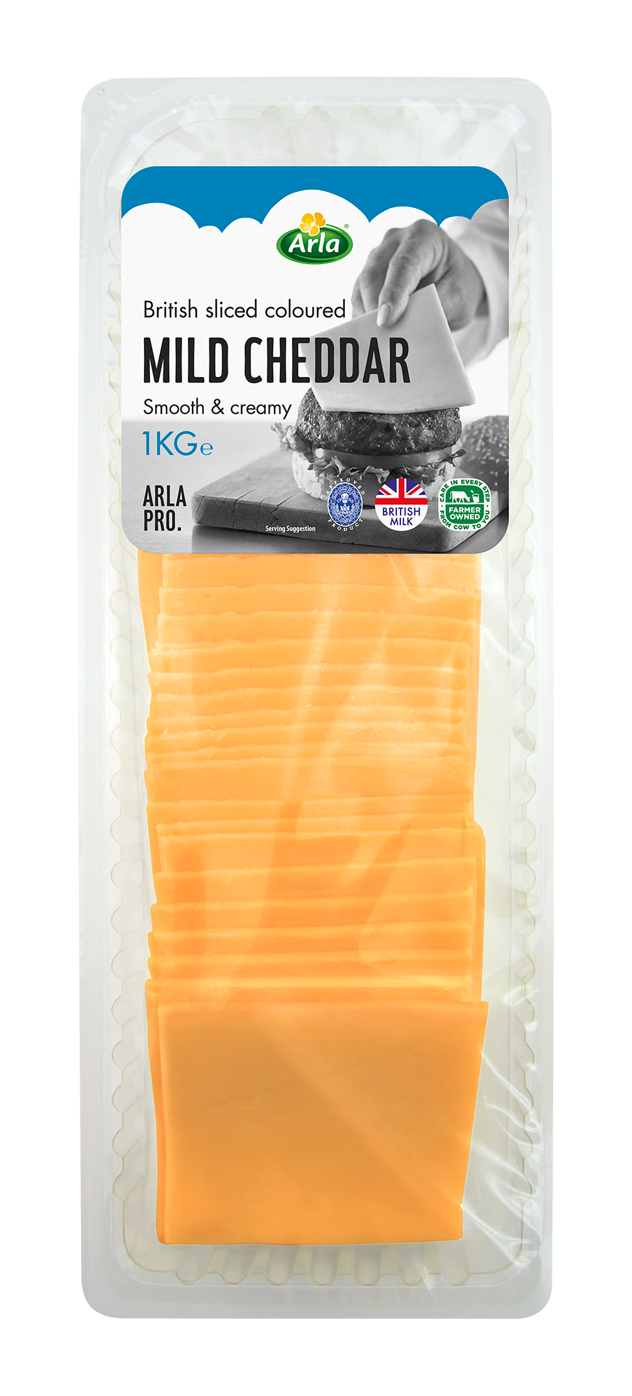 Arla Pro British Mild Coloured Cheddar Cheese Slices 1kg