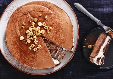 Cheesecake med vanilj, hasselnöt och choklad
