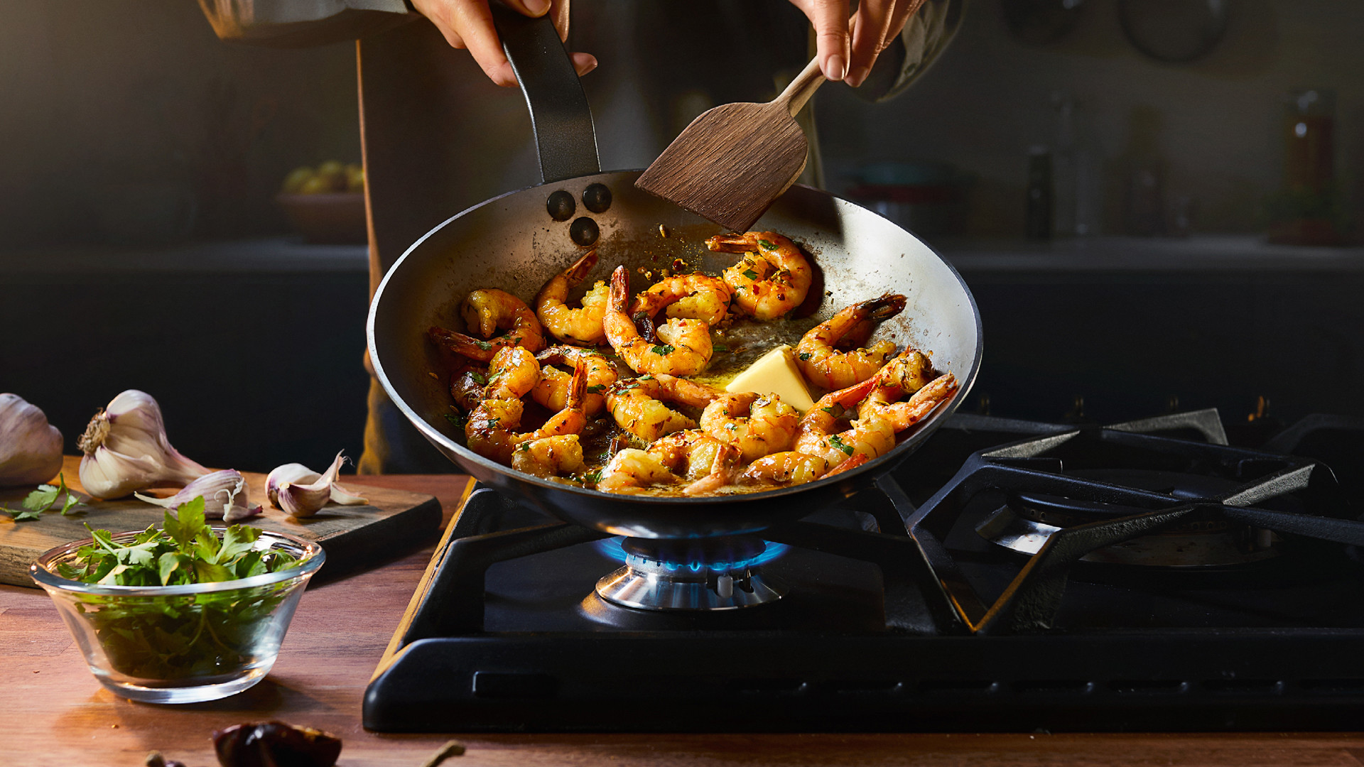 King prawns with fennel and saffron spiced butter