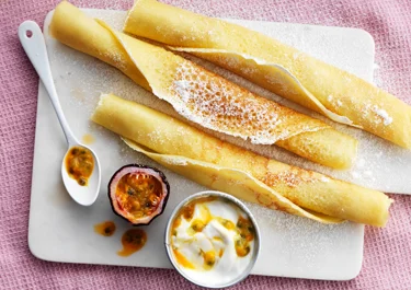 Gluten-free pancake with passion fruit