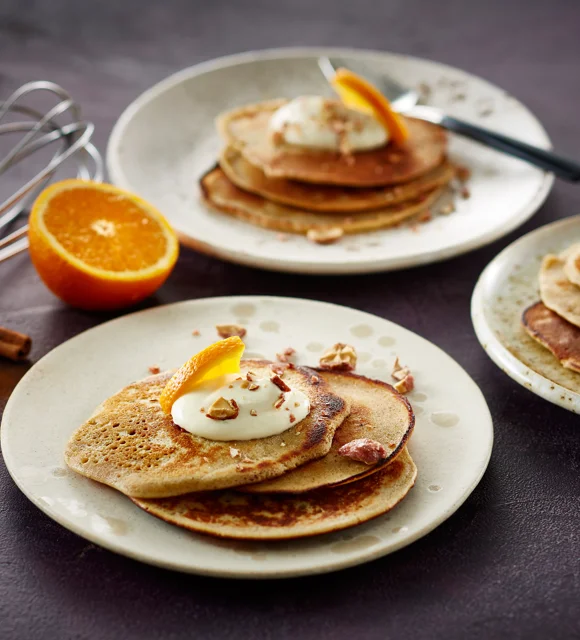 Seasonal pancakes with cinnamon and orange
