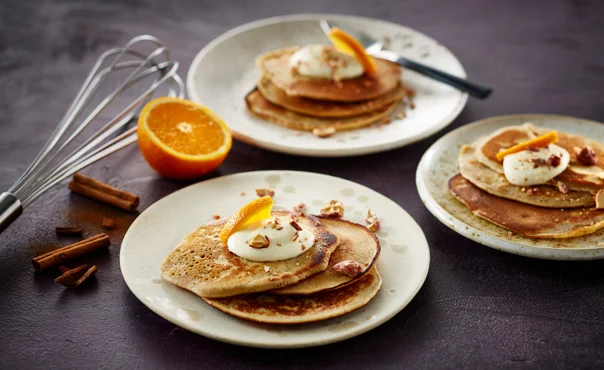 Seasonal pancakes with cinnamon and orange
