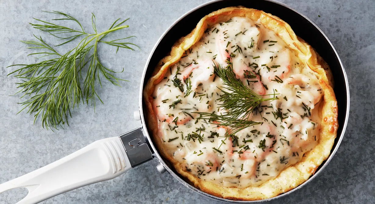 En smakrik gräddstuvning med fin sälta från räkor.