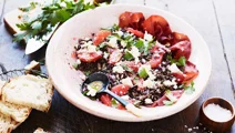 Bresaola med lins- och grapesallad