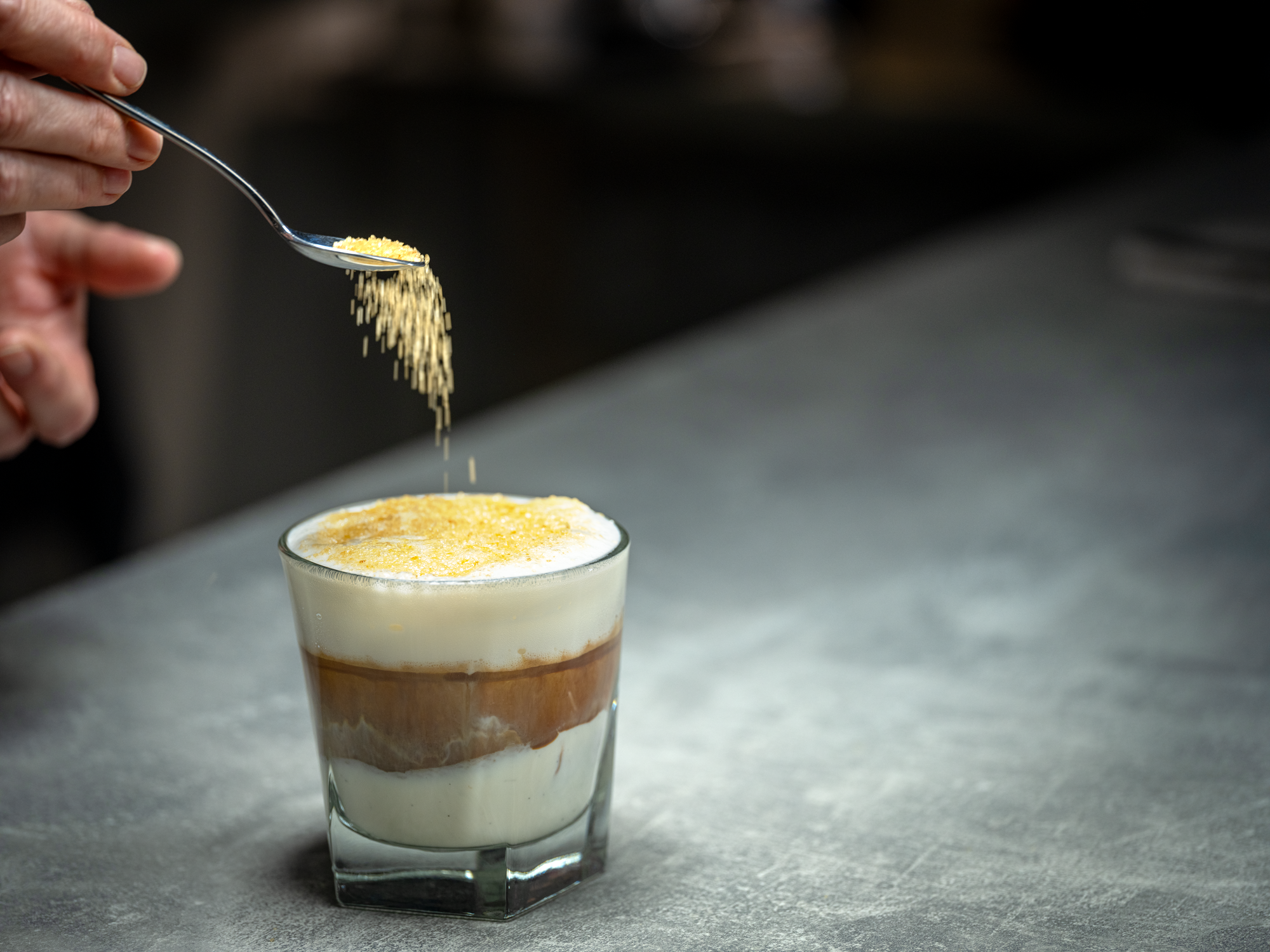 Pink grapefruit crème brulée iced cappuccino