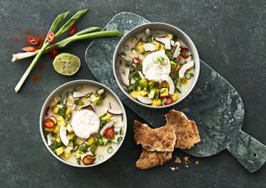 Suppe med mangosalat