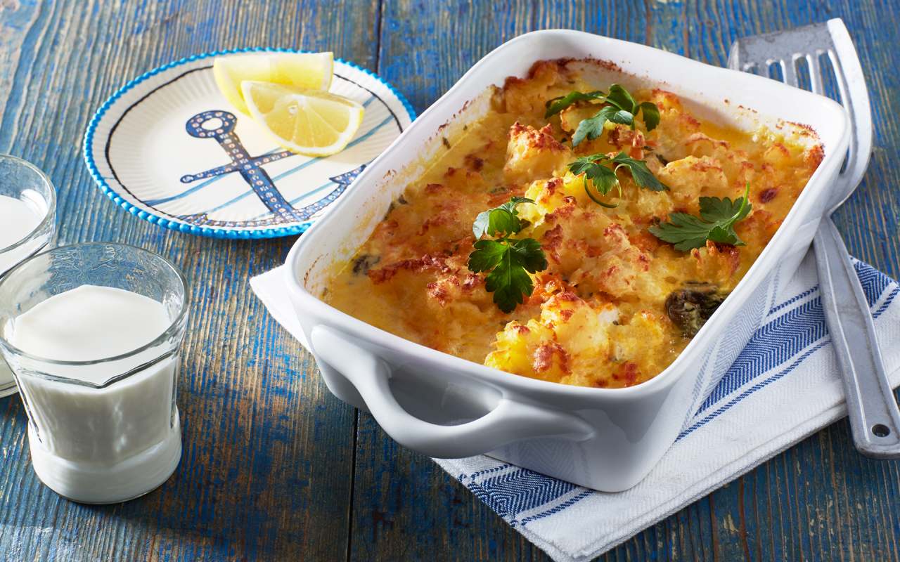 Fiskgratäng med spenat