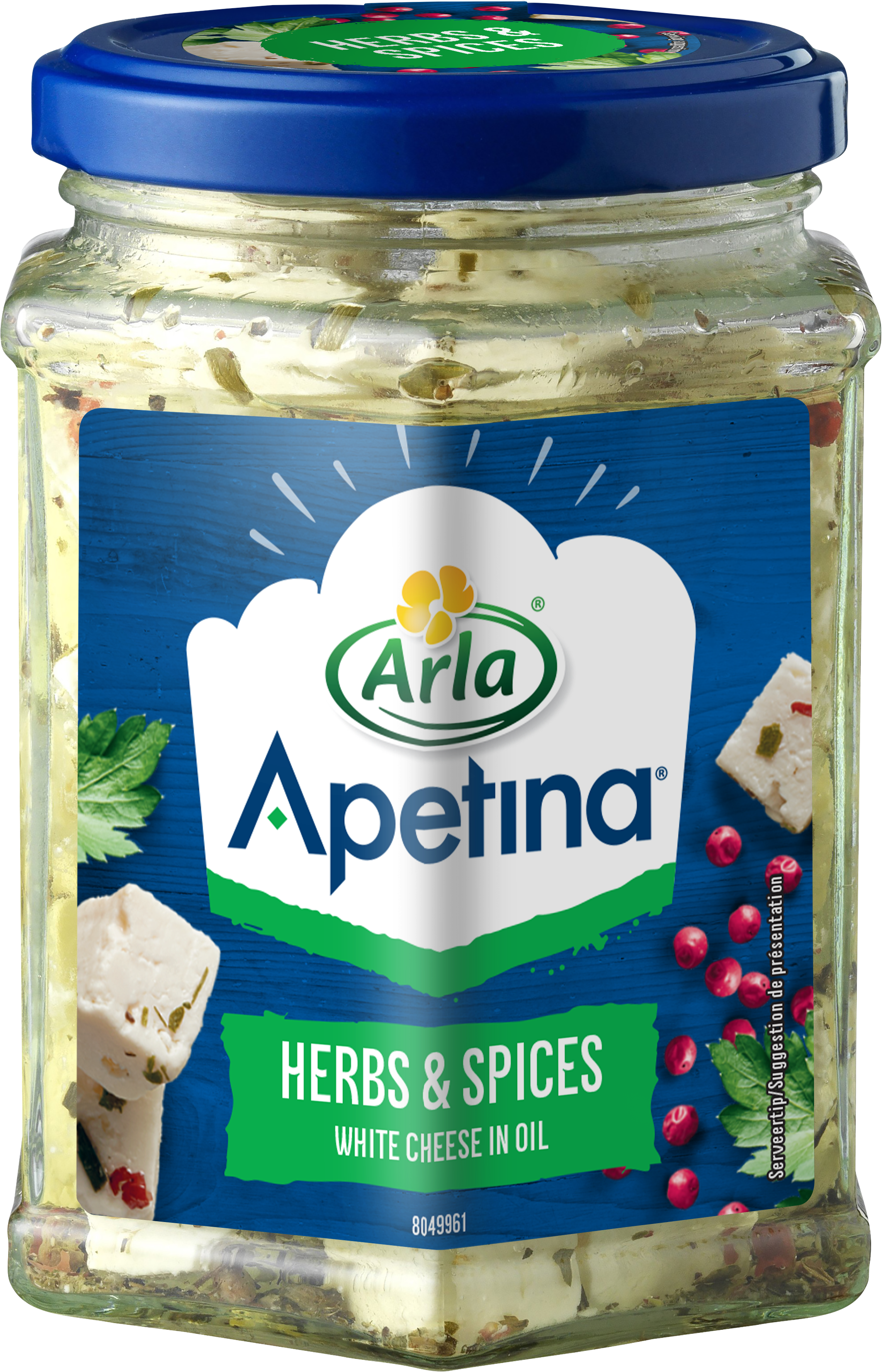 Witte kaasblokjes in olie met kruiden 265 g