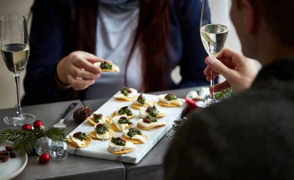 Tortilla snack with Castello Creamy Brie and green pesto