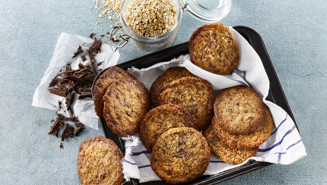 Småkager med chokolade og havregryn