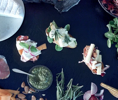 Crostini with three kinds of topping
