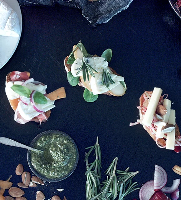 Crostini with three kinds of topping