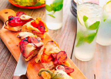 Grilled Chorizo Flatbread with Grilled Pepper and Havarti