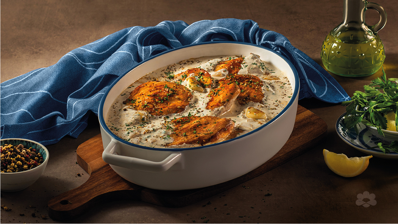 دجاج بالكريمة في الفرن