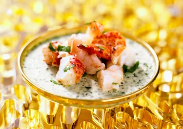 Pannacotta med spenat och skaldjur