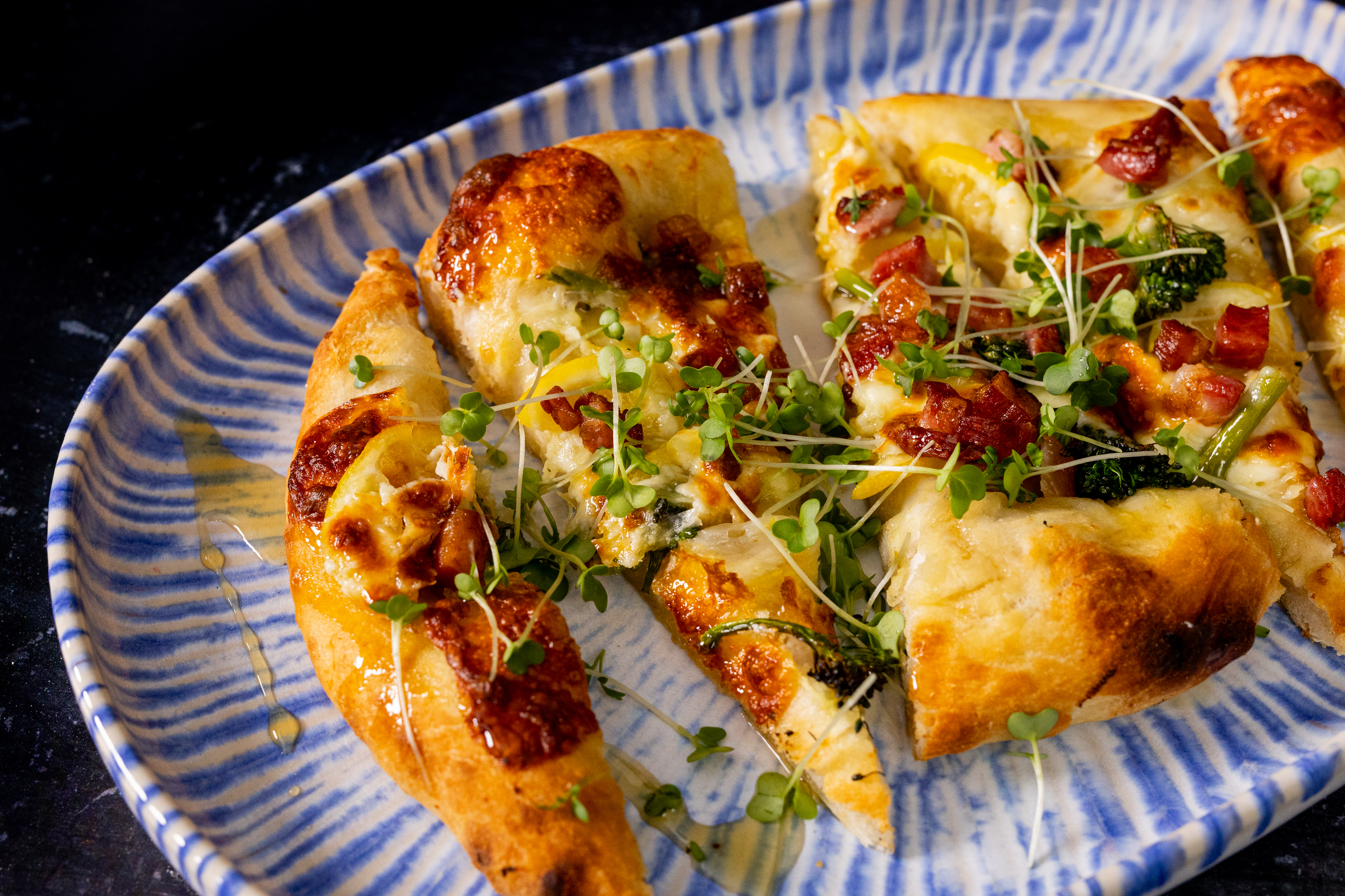 Cheesy Hot Honey & Lemon Flatbread With Tenderstem® Broccoli & Pancetta