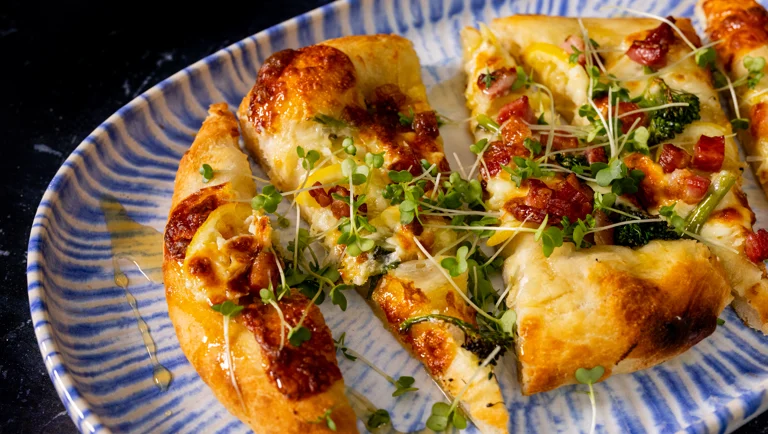 Cheesy Hot Honey & Lemon Flatbread With Tenderstem® Broccoli & Pancetta
