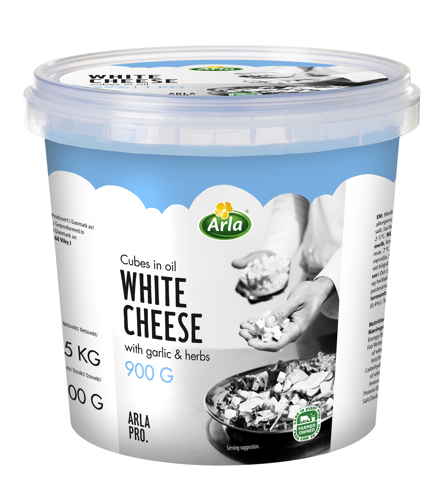Arla Pro White Cheese Cubes in Oil 1.46kg (0.9kg ost)