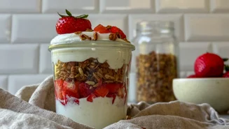 Yogurt parfait with berries and Skyr
