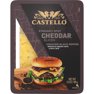 CASTELLO® BURGER CHEDDAR MUSTAPIPPURI