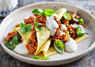 Öppen ragulasagne med dragon- och citronsås