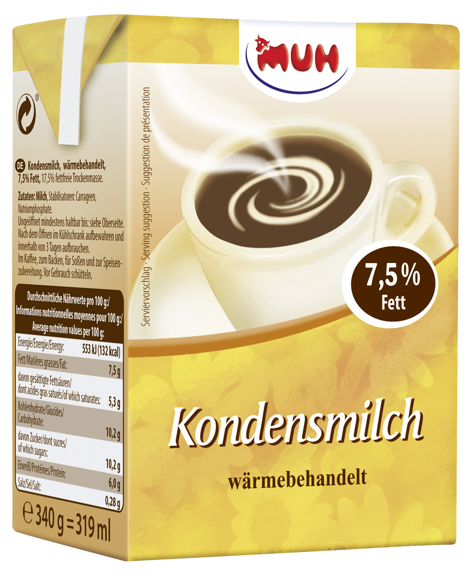 MUH Kondensmilch 7,5% Fett, wärmebehandelt