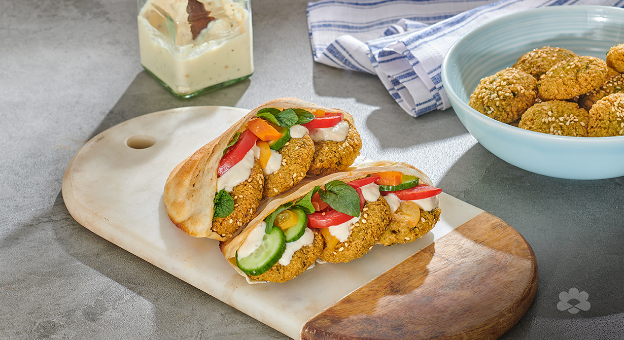 Pita sandwich with falafel and cheese