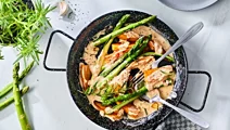Aspergepan met zoete aardappelen