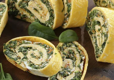 Rollo de espinacas y queso