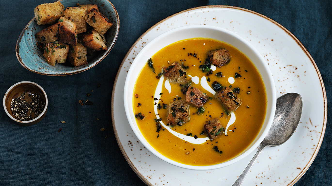 Græskarsuppe med purløg