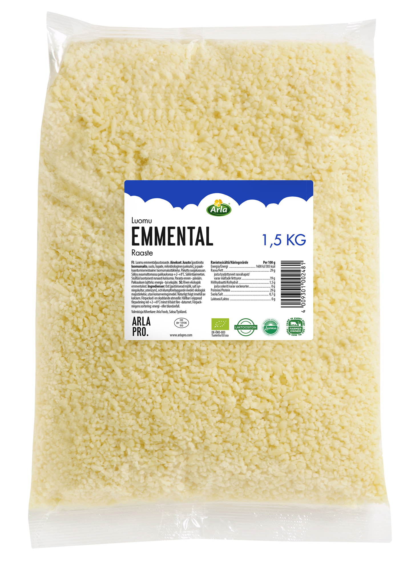 Arla Pro luomu emmental raaste 29% 1,5 kg