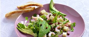Salat med rejer og avocado