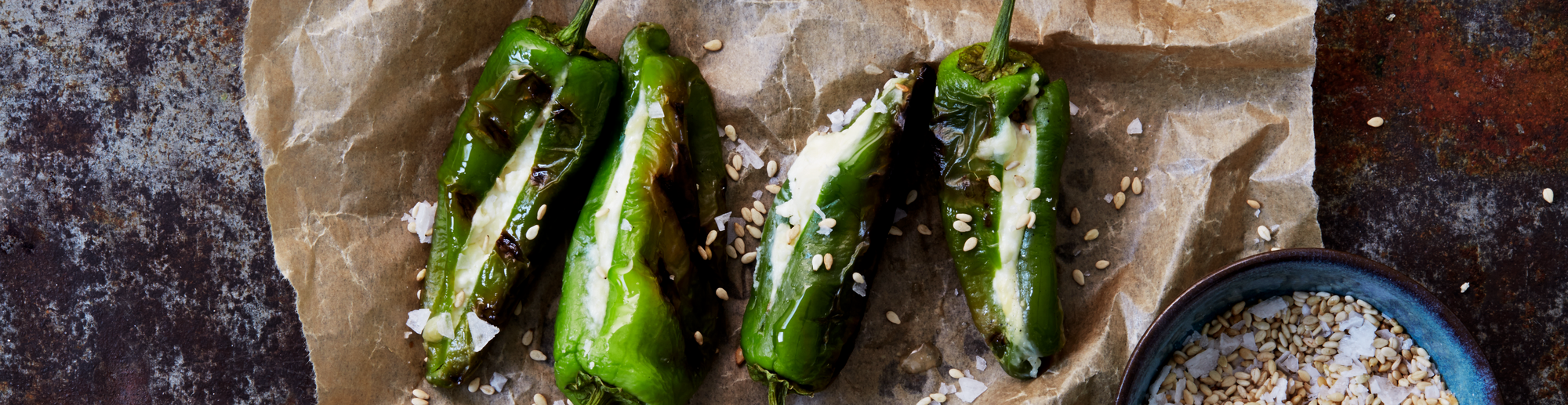 Grillede tapas pebre med ost