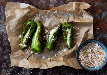 Grillede tapas pebre med ost