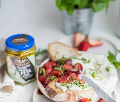 Balsamic Strawberries with Marinated Feta Whip