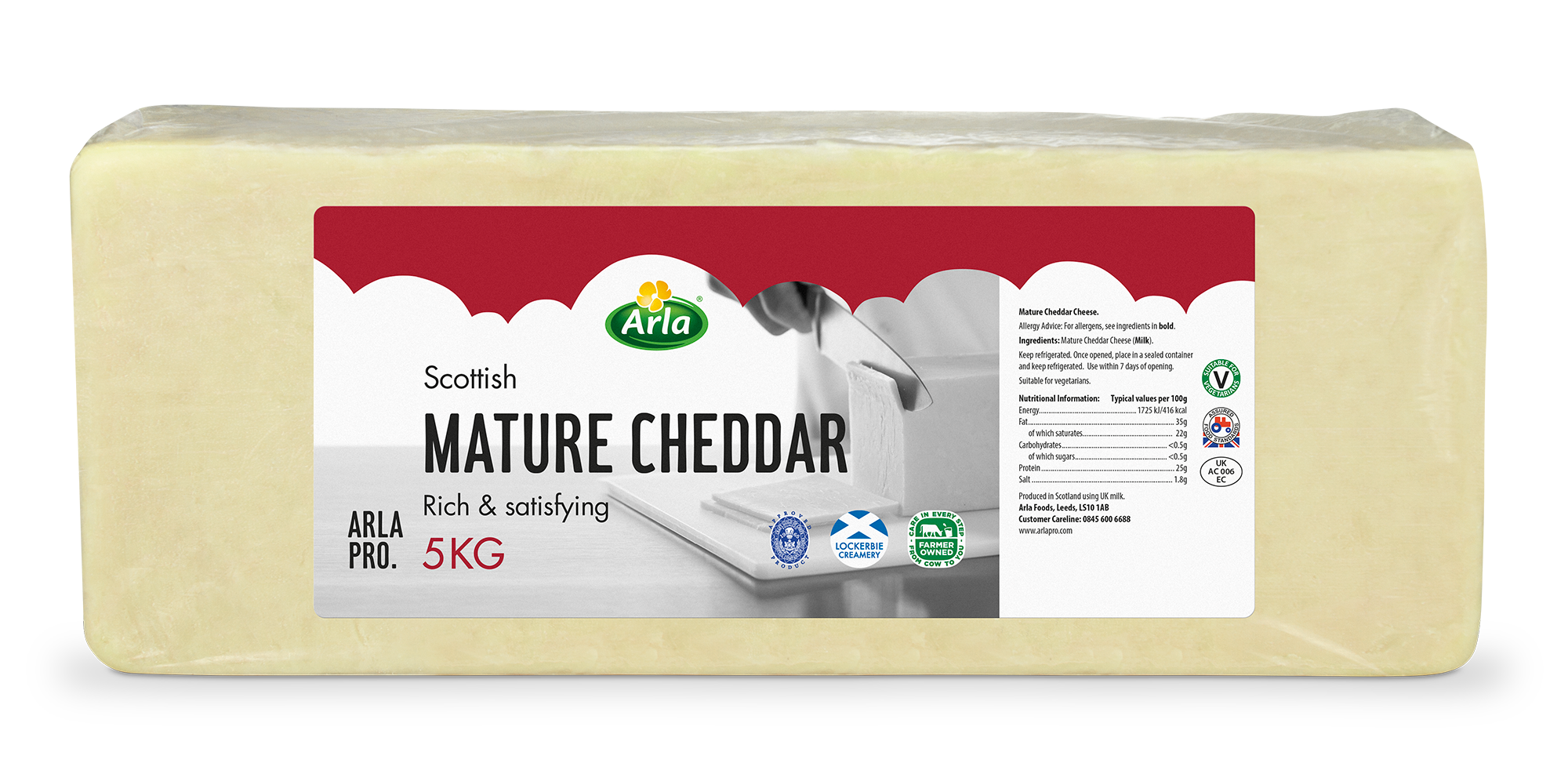 Arla Pro Scottish Mature Cheddar Cheese Block 5kg