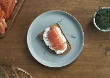Creamy Skyr with salmon on lava bread