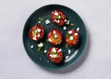 Griddled Plums with Cheese and Mint