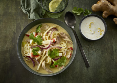 Thaisuppe med ingefærkrydret creme