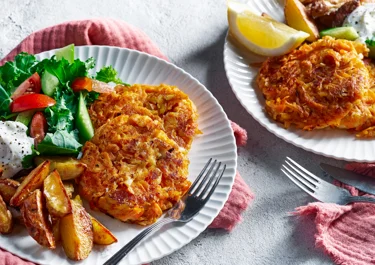 Halloumi- och morotsbiffar