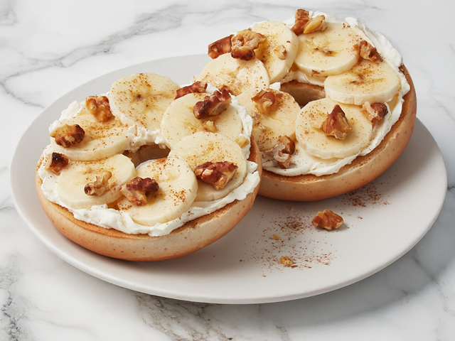 Banana, Walnut & Cinnamon Bagel With Tre Stelle Original Cream Cheese