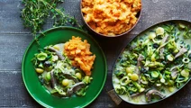 Timiangryde med sweet potatoes mos