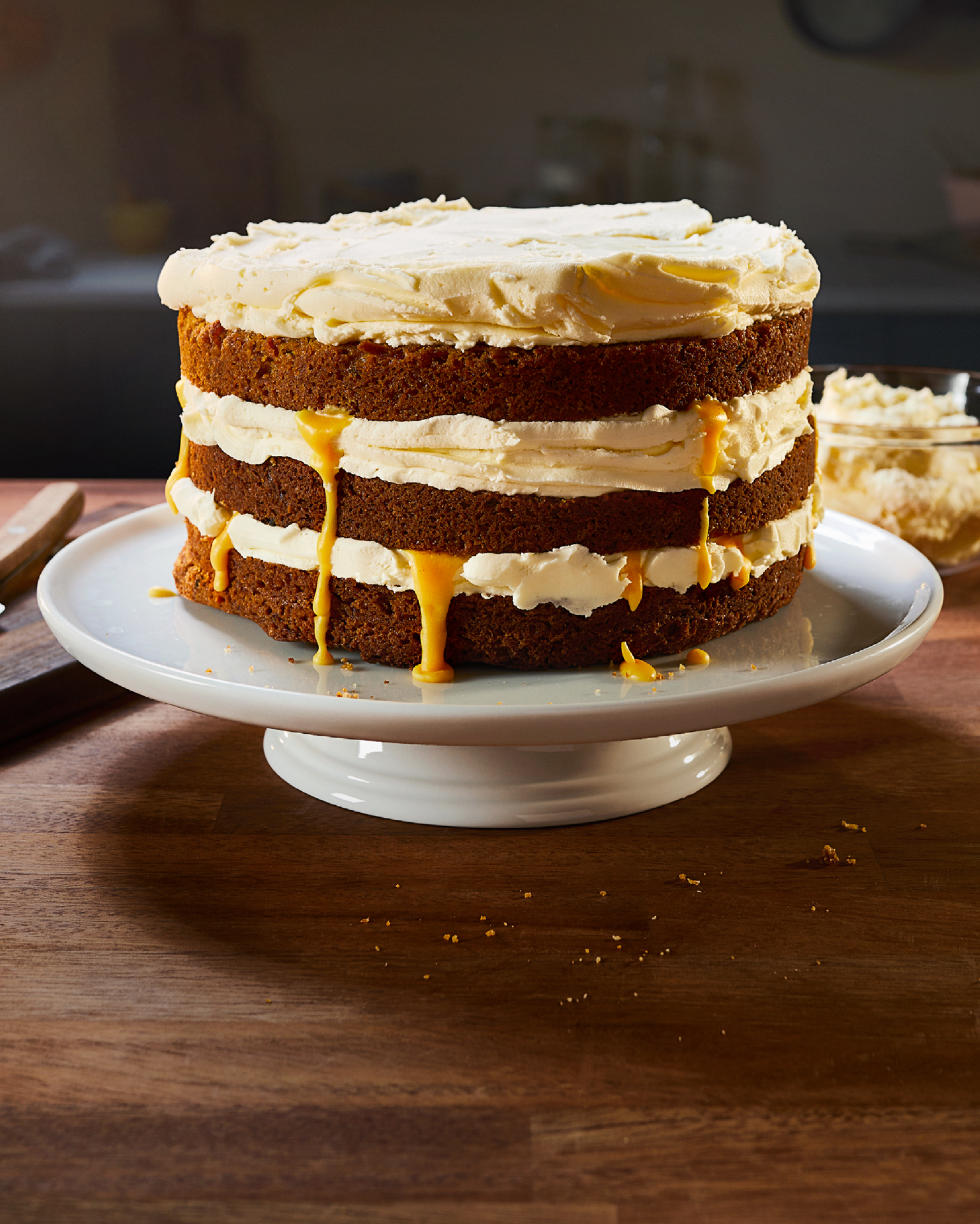 Carrot Cake al rosmarino con glassa di burro alla vaniglia e crema all’arancia