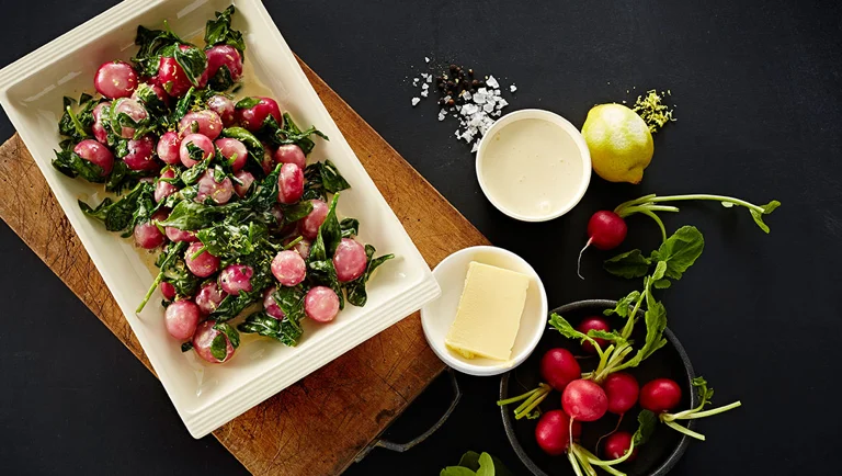 Creamed Radishes With Spinach & Lemon