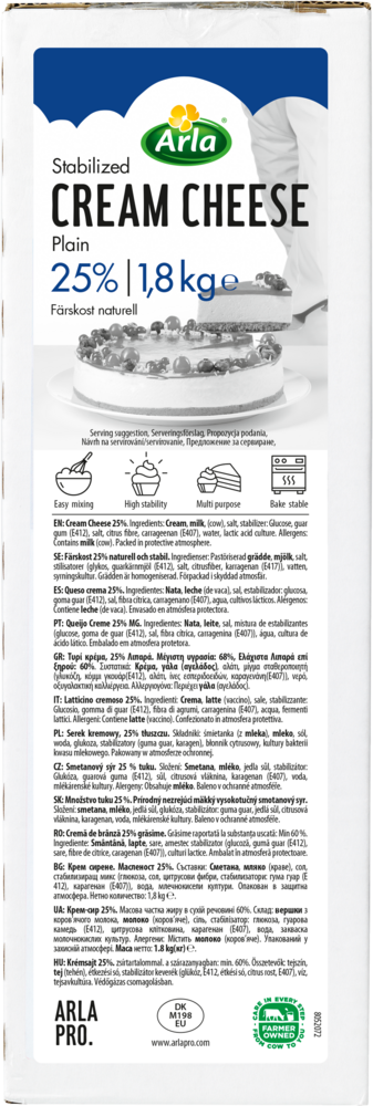 Cream cheese Extra Stable 25% MG 1,8 kg