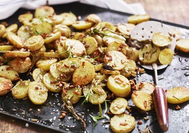 Rostad potatis med solrosfrön