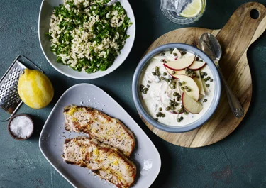 Skinkeschnitzler med æble-sennepssauce