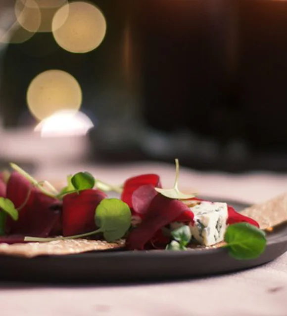 Castello Danish Blue Canapes with beets and balsamic glaze